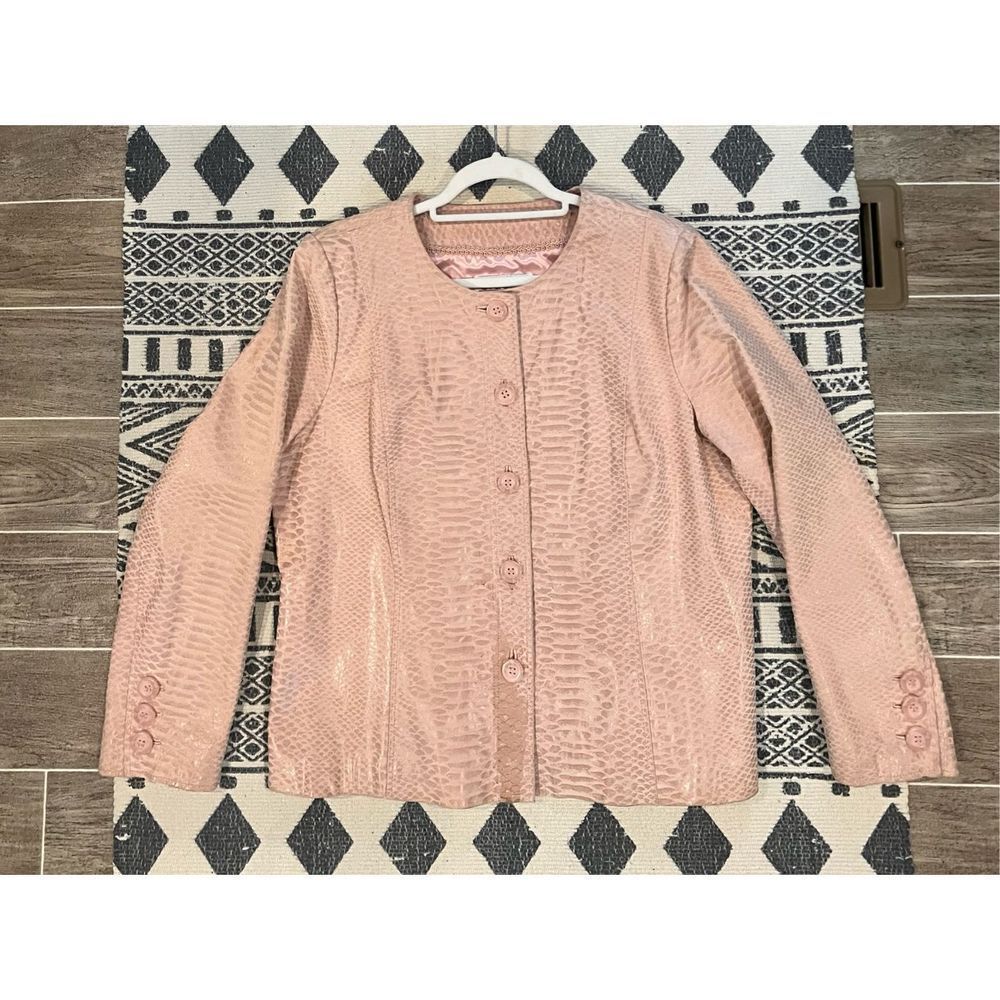 pink  Leather Jacket buttons. Bradley Bayou - Picture 4 of 16